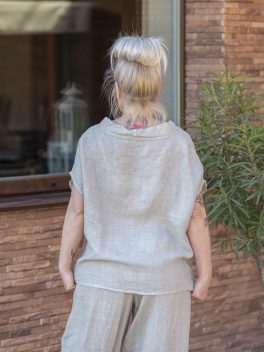 Ejtett vállú len felső