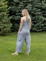 Nyakbakötős len overál