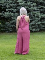 Nyakbakötős len overál