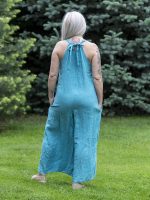 Nyakbakötős len overál