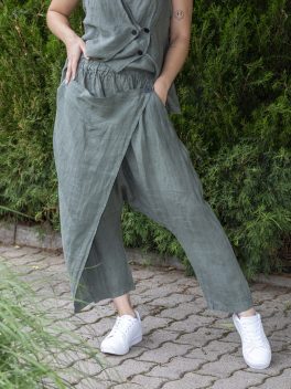 Átlapolt mélyülepes len nadrág