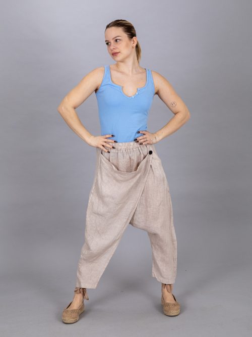 Átlapolt mélyülepes len nadrág