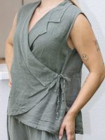 Átlapolt len mellény