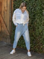 Vékony csíkos farmer nadrág