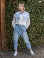 Vékony csíkos farmer nadrág