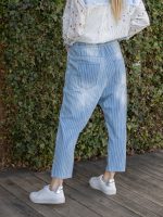 Vékony csíkos farmer nadrág