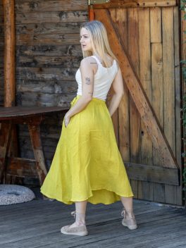 Átlapolt len szoknya