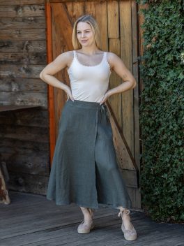 Átlapolt len szoknya