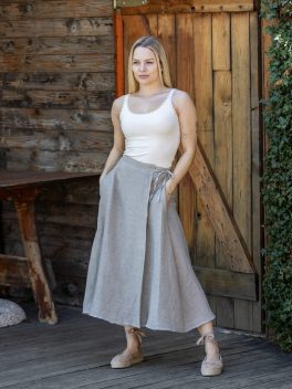 Átlapolt len szoknya