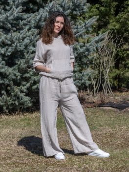 Bő szárú hosszú len nadrág