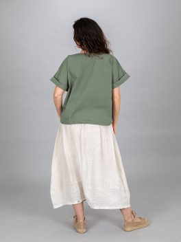 Len zsebes szoknya-nadrág