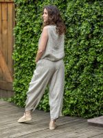 Csíkos bő len nadrág