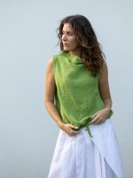 Ujjatlan kámzsás nyakú len felső