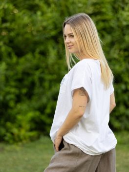 Pamut hátú len póló