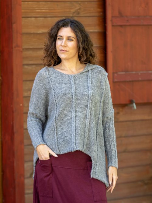 Bordázott kötött pulóver