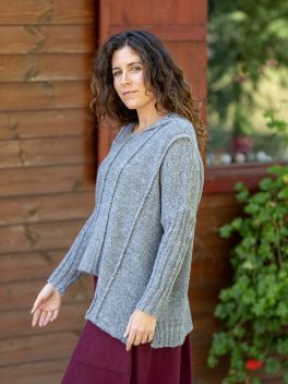 Bordázott kötött pulóver