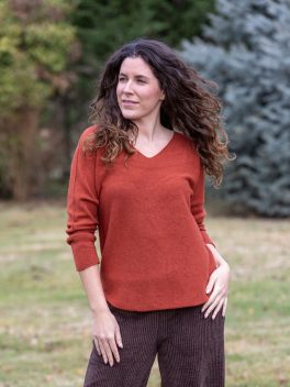 V kivágott basic kötött pulóver