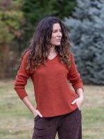 V kivágott basic kötött pulóver