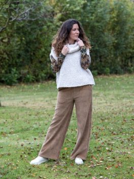 Bársony hatású bő szárú nadrág