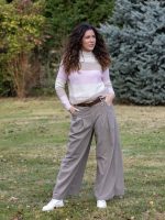 Vastag csíkos kötött pulóver