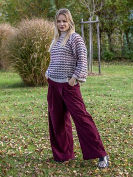 Bársony hatású öves nadrág