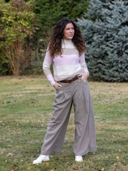 Bársony hatású öves nadrág