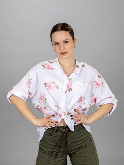 Rózsa mintás pamut vászon ing