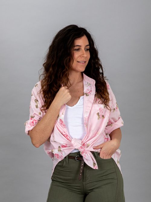 Rózsa mintás pamut vászon ing