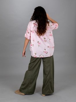 Rózsa mintás pamut vászon ing