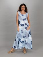 Levél mintás maxi len ruha