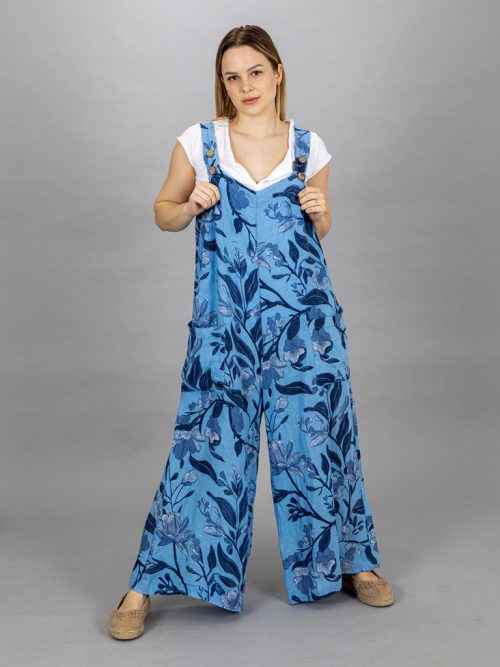 Virág mintás len overál