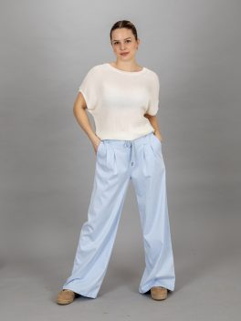 Kötős bő szárú pamut vászon nadrág