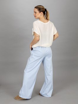 Kötős bő szárú pamut vászon nadrág