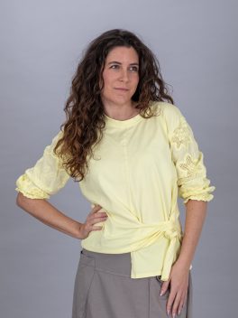 Hímzett ujjú pamut felső