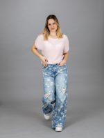 Vékony virágos bő szárú farmer nadrág