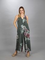 Nyakbakötős len overál