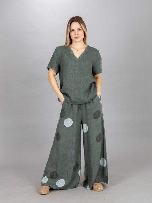 Pöttyös len nadrág