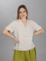 Fodros nyakú len felső