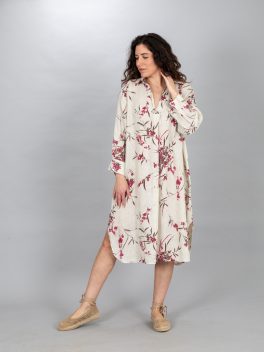 Galléros virág mintás len ingruha