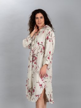 Galléros virág mintás len ingruha