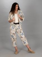 Rózsás vászon nadrág övvel