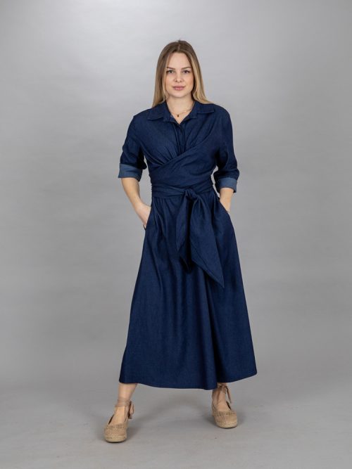 Átkötős farmer ruha