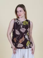 Ujjatlan mintás vászon felső
